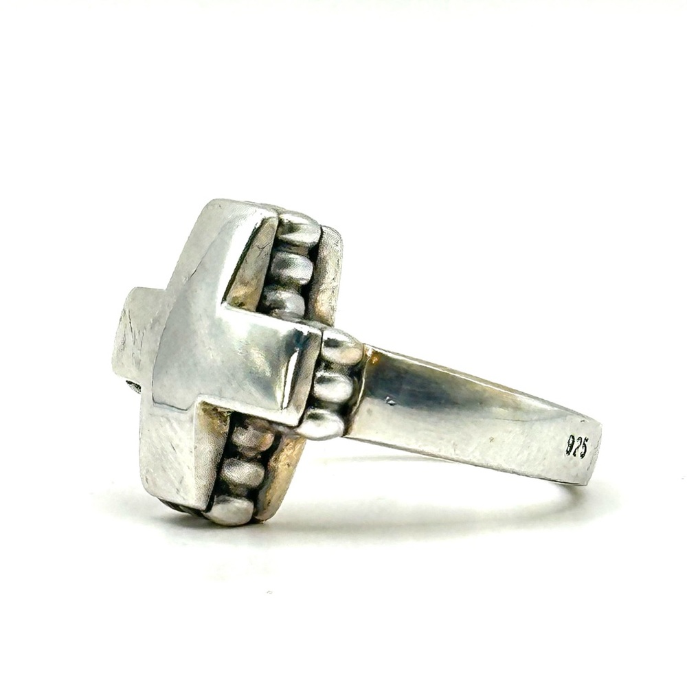 Lagos Vintage Caviar Sterling Silver Cross Ring Size 7 - Picture 2 of 10